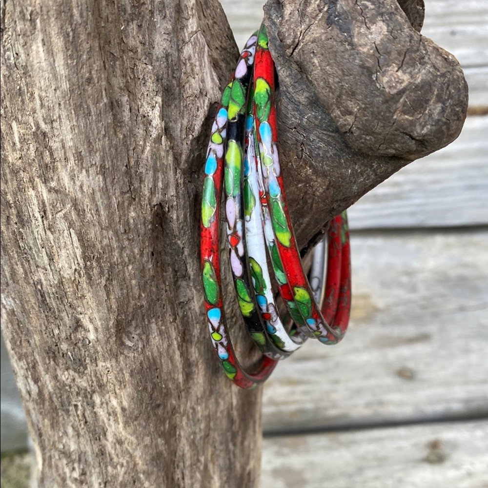 Floral Patterned Bangles Set - Picture 2 of 4